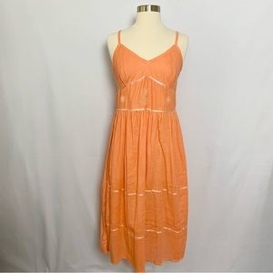 Uniti Casuals Size Large Juniors Orange Cotton Fit & Flare Summer Dress
